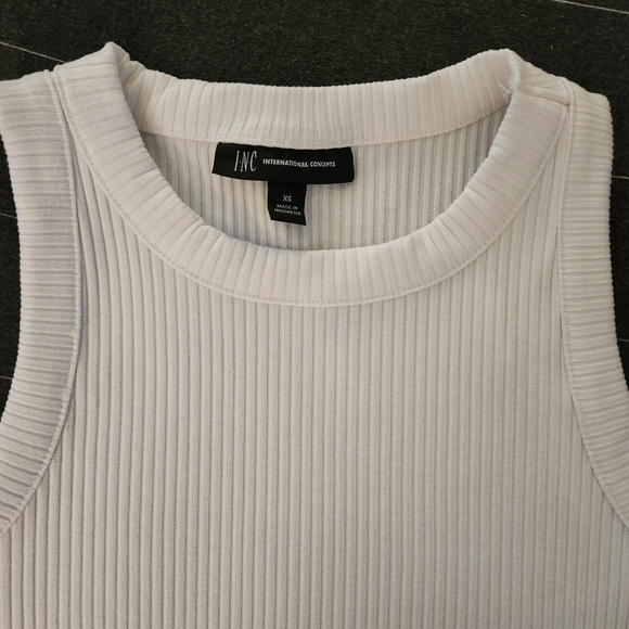 INC International Concepts White Ribbed Tank Sleeveless Top XS - Picture 2 of 3